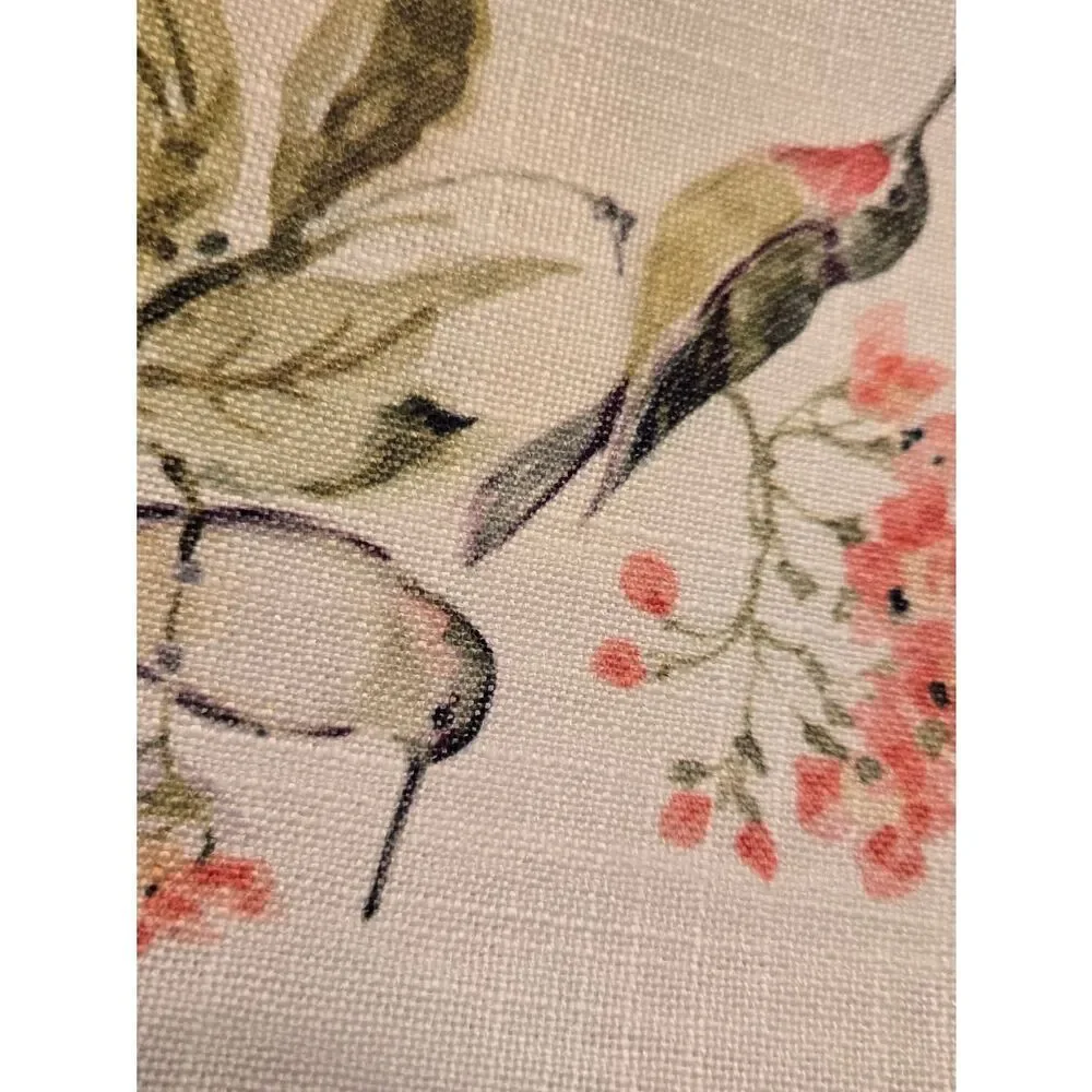 Hummingbird Floral Kitchen Tea Towels - White Set Of Two